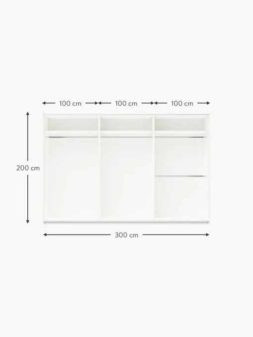 Armario Modular Simone, 3 Puertas Correderas (300 Cm), Diferentes Variantes