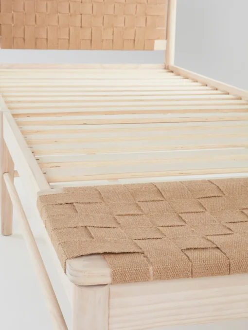 Cama De Madera Con Cabecero De Yute Kopenhamn