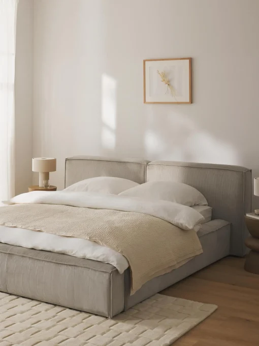 Cama Tapizada En Pana Lennon