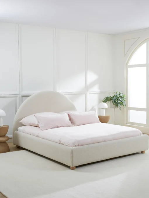 Cama Tapizada En Tejido Boucle Ebba, Con Espacio De Almacenamiento