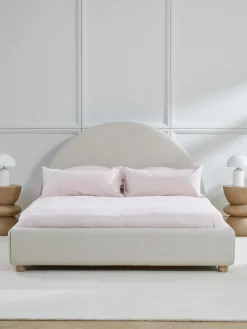 Cama Tapizada En Tejido Boucle Ebba, Con Espacio De Almacenamiento
