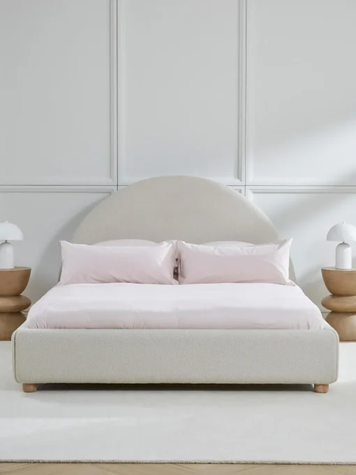 Cama Tapizada En Tejido Boucle Ebba, Con Espacio De Almacenamiento