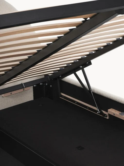 Cama Tapizada En Tejido Boucle Ebba, Con Espacio De Almacenamiento