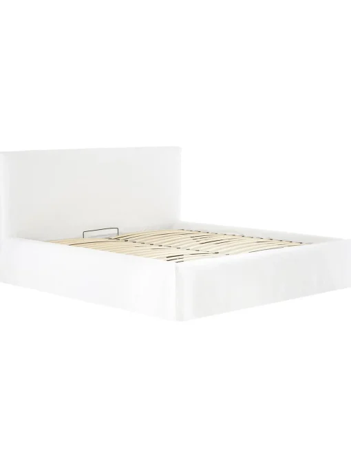 Cama Tapizada Feather, Con Espacio De Almacenamiento