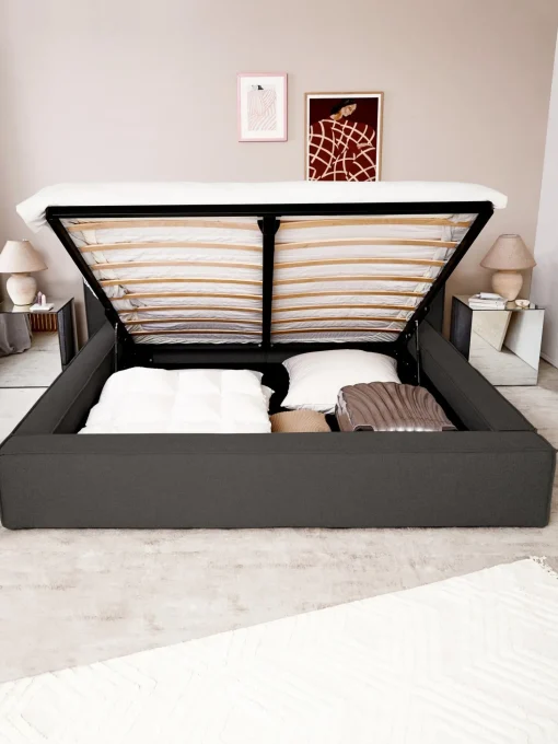 Cama Tapizada Lennon, Con Espacio De Almacenamiento