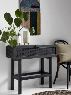 Consola De Madera De Teca Y Ratan Merge