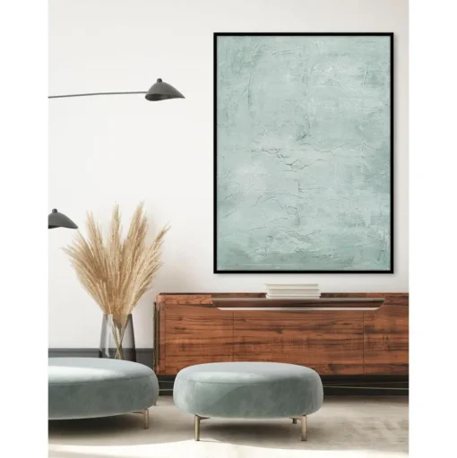 Cuadro En Lienzo Pintado A Mano Simple Living, Marco De Madera
