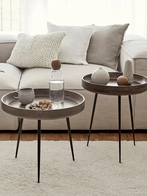 Mesa Auxiliar Bowl Table, Tablero De Madera De Mango