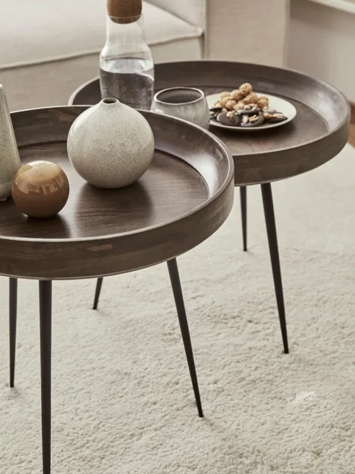 Mesa Auxiliar Bowl Table, Tablero De Madera De Mango