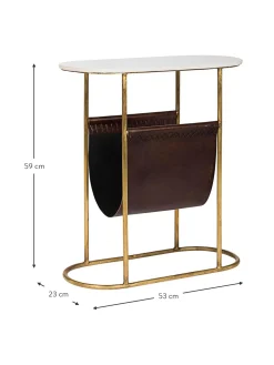 Mesa Auxiliar De Marmol Marmol, Con Revistero