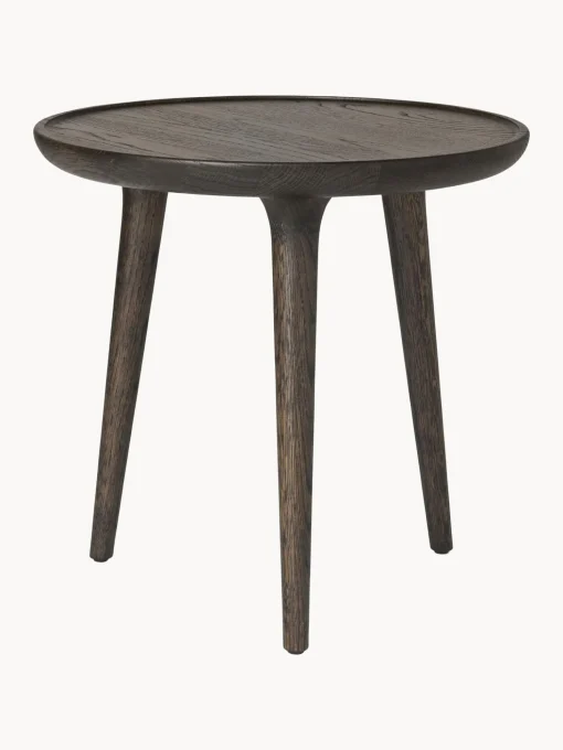 Mesa Auxiliar Redonda Artesanal De Madera De Roble Accent