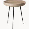 Mesa Auxiliar Redonda Artesanal De Madera De Roble Bowl