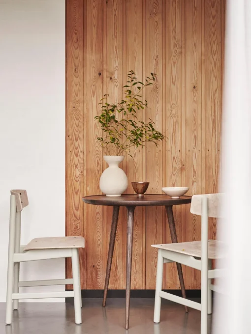 Mesa Auxiliar Redonda Artesanal De Madera De Roble Accent