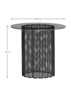 Mesa Auxiliar Redonda De Metal Flow, Tablero De Vidrio Flow