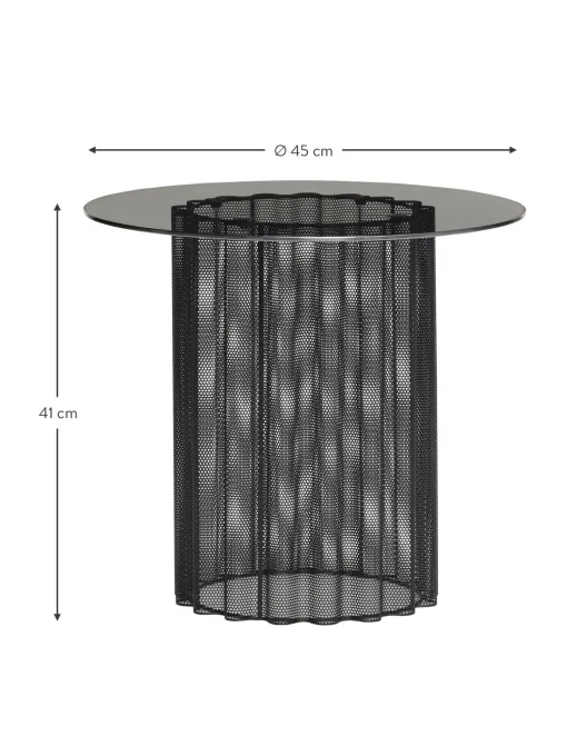 Mesa Auxiliar Redonda De Metal Flow, Tablero De Vidrio Flow