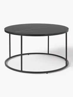 Mesa De Centro Antigua, Tablero De Vidrio En Aspecto Marmol