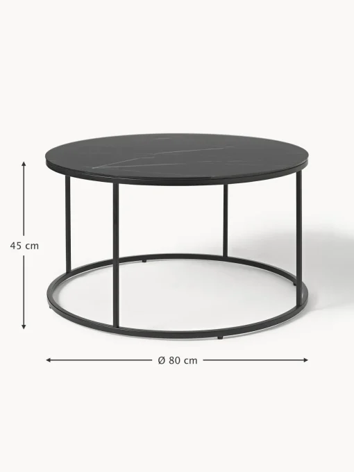 Mesa De Centro Antigua, Tablero De Vidrio En Aspecto Marmol