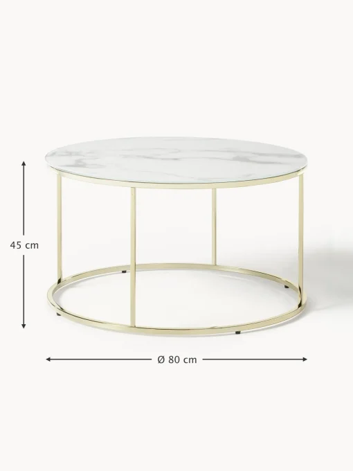 Mesa De Centro Antigua, Tablero De Vidrio En Aspecto Marmol