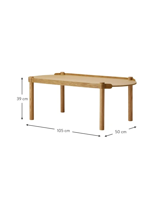 Mesa De Centro Ovalada De Madera De Roble Woody