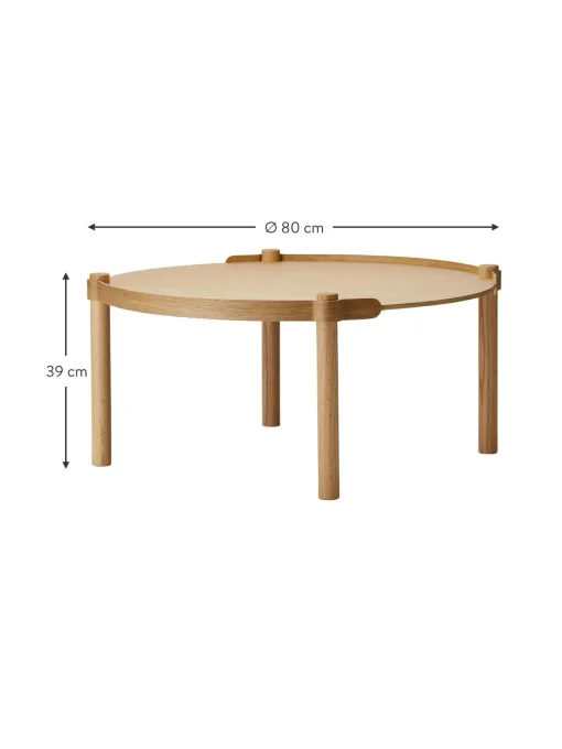 Mesa De Centro Redonda De Madera De Roble Woody