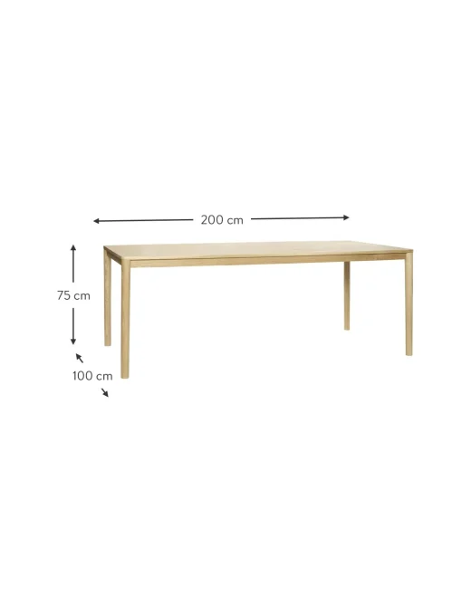 Mesa De Comedor De Madera De Roble Ground, 200 X 100 Cm