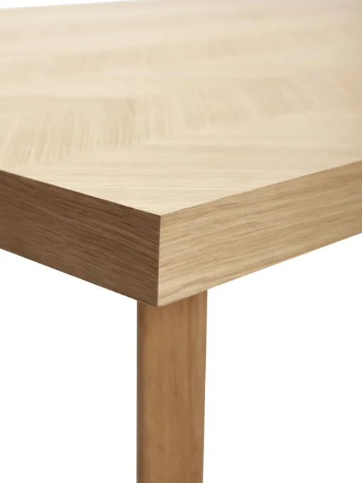 Mesa De Comedor De Madera De Roble Diseno Espiga Herringbone, 160 X 80 Cm