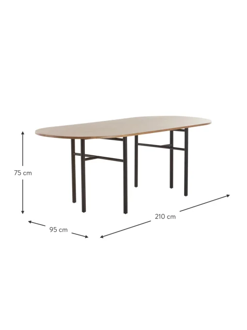 Mesa De Comedor Ovalada De Madera De Roble Vejby, 210 X 95 Cm