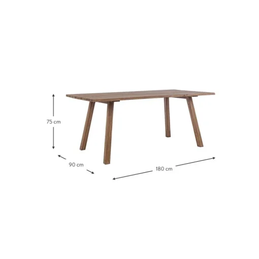 Mesa De Comedor Para Exterior De Madera De Acacia Glasgow, 180 X 90 Cm