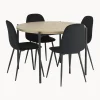 Mesa De Comedor Redonda Con Sillas De Terciopelo Gilda, O 110 Cm
