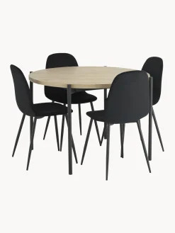 Mesa De Comedor Redonda Con Sillas De Terciopelo Gilda, O 110 Cm