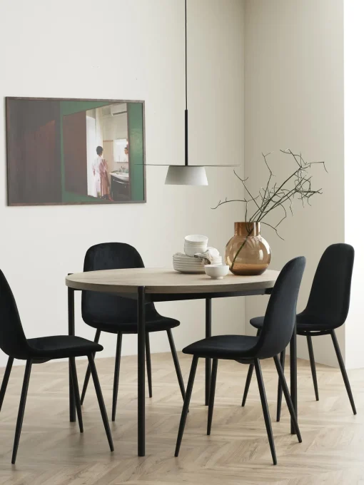Mesa De Comedor Redonda Con Sillas De Terciopelo Gilda, O 110 Cm
