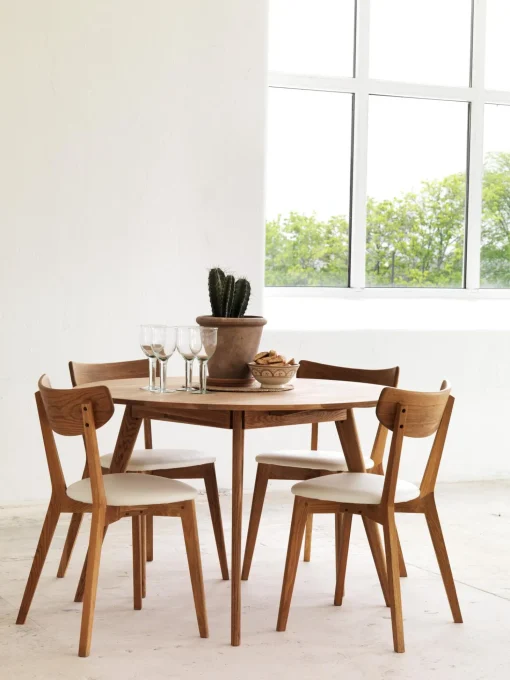 Mesa De Comedor Redonda De Roble Yumi, O 115 Cm