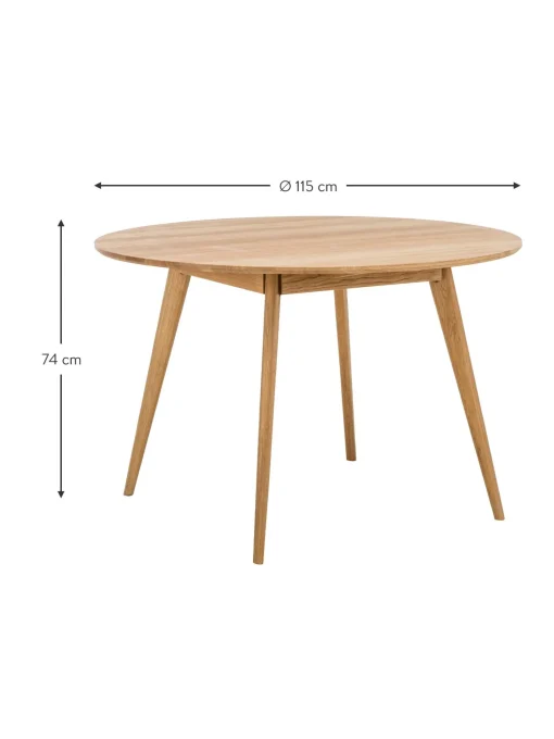 Mesa De Comedor Redonda De Roble Yumi, O 115 Cm