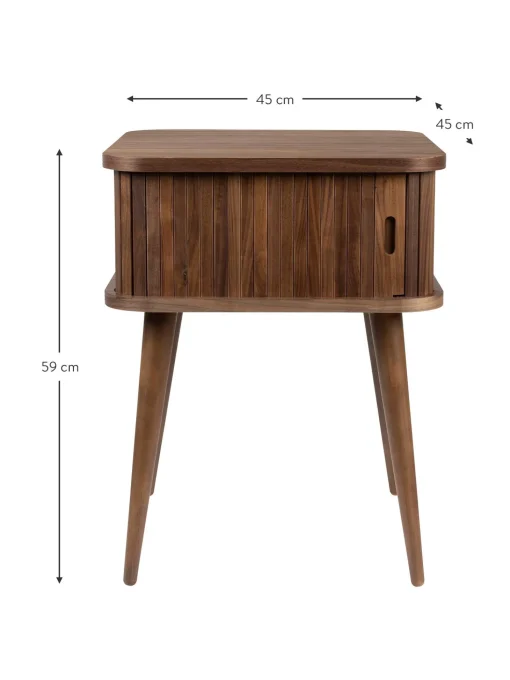 Mesita De Noche De Madera Barbier, Puerta Corredera