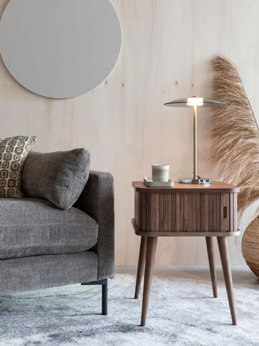Mesita De Noche De Madera Barbier, Puerta Corredera