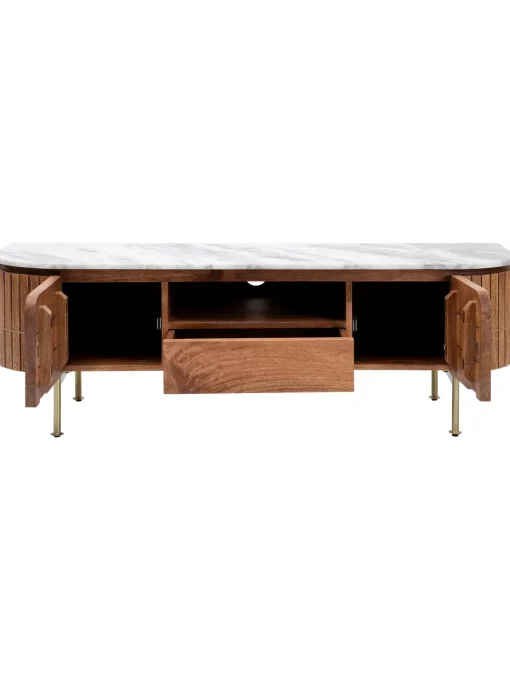 Mueble Tv Artesanal De Madera De Mango Y Marmol Grace