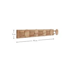 Perchero De Pared De Madera De Caucho Emme, 10 Gancho