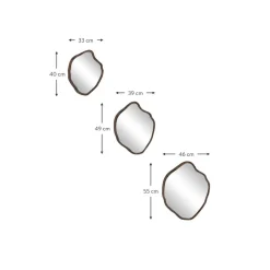 Set De Espejos De Pared Con Forma Organica Bello, 3 Uds.