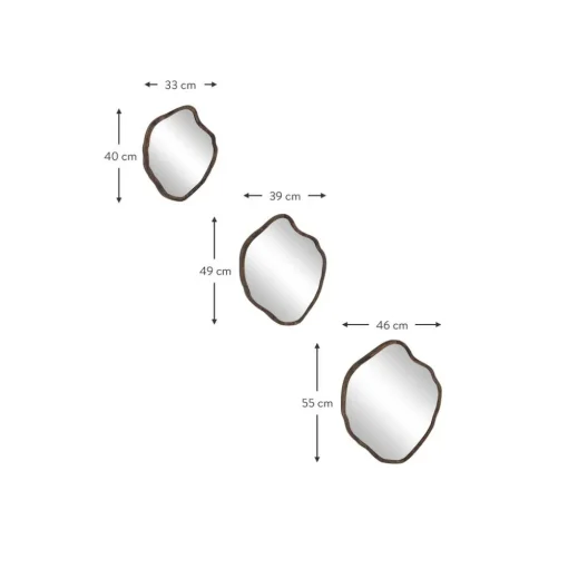 Set De Espejos De Pared Con Forma Organica Bello, 3 Uds.