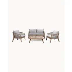 Set Lounge Para Exterior De Madera De Acacia Lu, 4 Pzas.