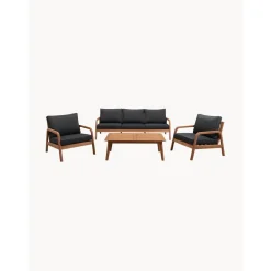 Set Lounge Para Exterior De Madera De Eucalipto Bergen, 4 Pzas.