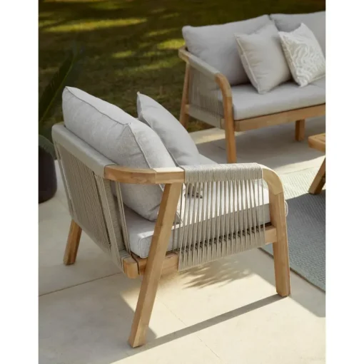 Set Lounge Para Exterior De Madera De Acacia Lu, 4 Pzas.