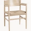 Silla Con Reposabrazos Artesnal Con Asiento De Mimbre Nestor