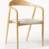 Silla Con Reposabrazos De Madera Con Asiento Tapizado Angelina