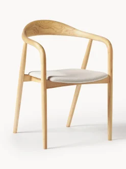 Silla Con Reposabrazos De Madera Con Asiento Tapizado Angelina