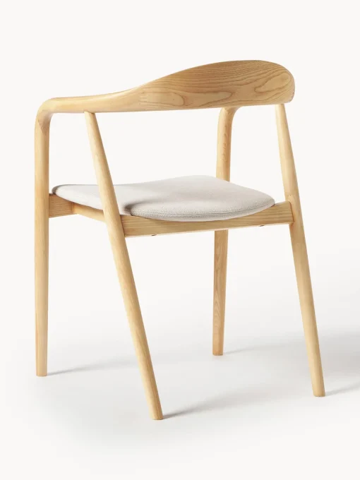 Silla Con Reposabrazos De Madera Con Asiento Tapizado Angelina