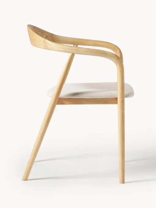 Silla Con Reposabrazos De Madera Con Asiento Tapizado Angelina