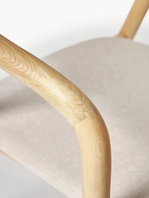 Silla Con Reposabrazos De Madera Con Asiento Tapizado Angelina