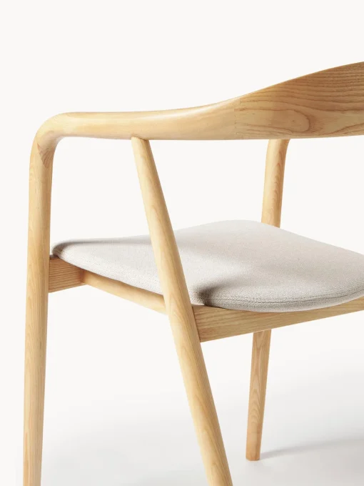 Silla Con Reposabrazos De Madera Con Asiento Tapizado Angelina
