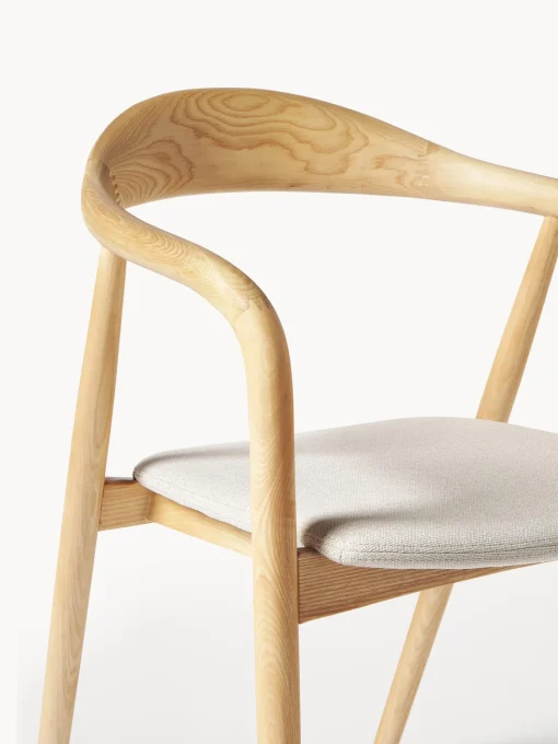 Silla Con Reposabrazos De Madera Con Asiento Tapizado Angelina